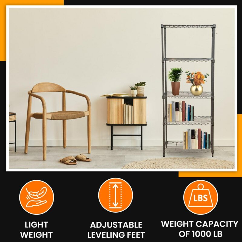 Juggernaut Storage 24 W x 14 D x 59 H -Shelf Freestanding Shelves, Silver - Image 7