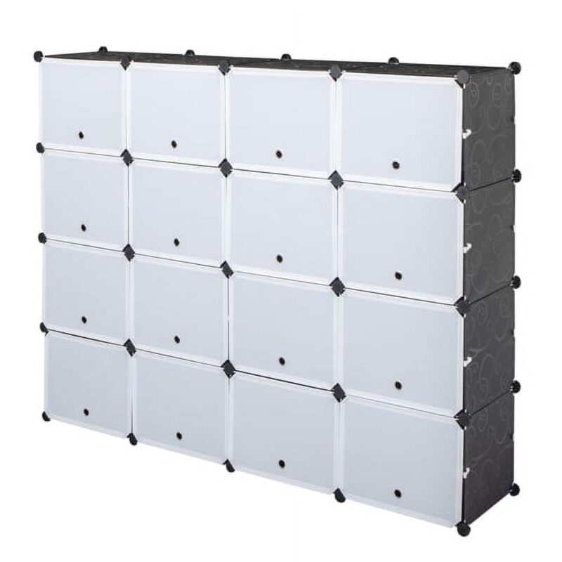 Ktaxon 32 Cubes 64 Pairs Modular Plastic Shoe Storage Cabinet Boxes Expandable 8 Tiers Shoe Rack Shelf Tower Stand Shoe Storage Organizer for Hallway Bedroom Closet Entryway Black - Image 4