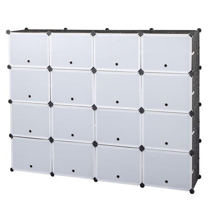 Ktaxon 32 Cubes 64 Pairs Modular Plastic Shoe Storage Cabinet Boxes Expandable 8 Tiers Shoe Rack Shelf Tower Stand Shoe Storage Organizer for Hallway Bedroom Closet Entryway Black - Image 6