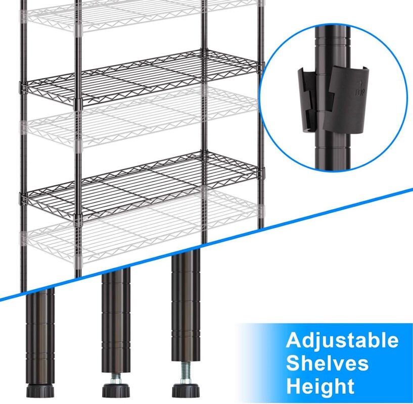 Ktaxon 3-Shelf Storage Rack, Adjustable Metal Wire Shelving Organizer Black, 35.4 L x 13.78 W x 31.5 H - Image 4