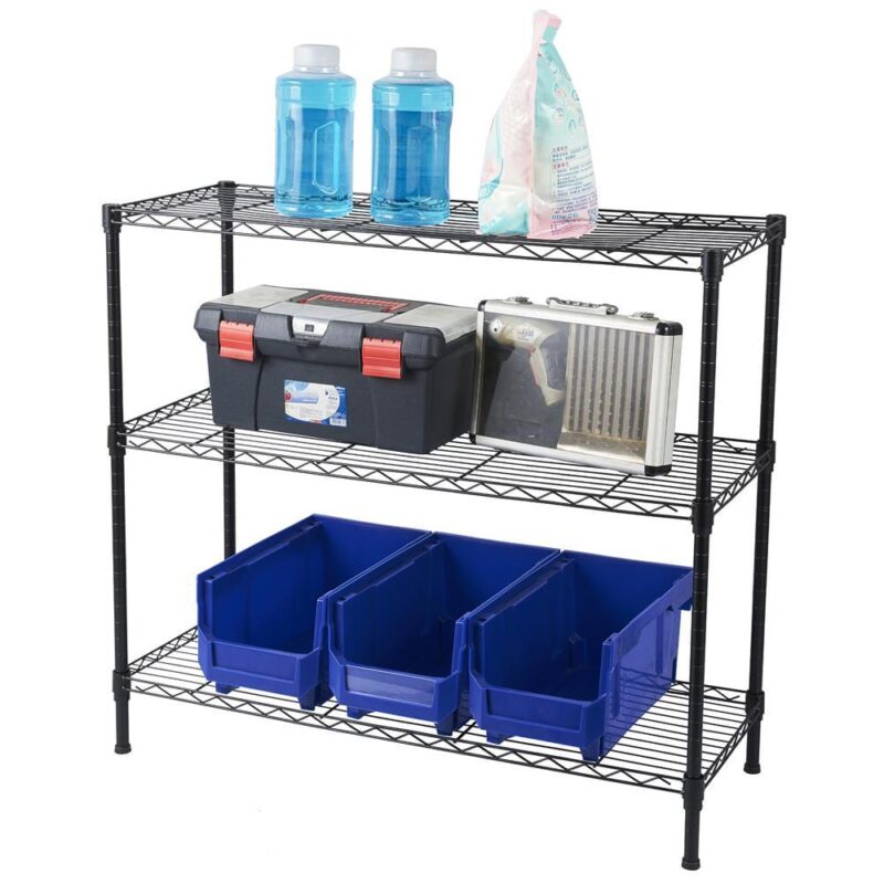 Ktaxon 3-Shelf Storage Rack, Adjustable Metal Wire Shelving Organizer Black, 35.4 L x 13.78 W x 31.5 H - Image 7