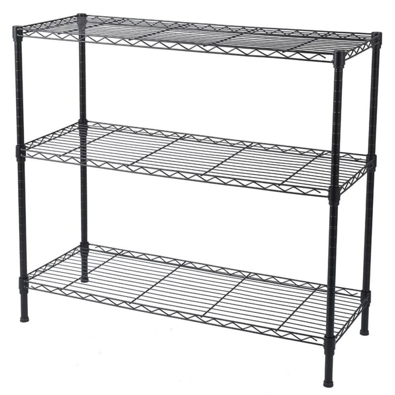 Ktaxon 3-Shelf Storage Rack, Adjustable Metal Wire Shelving Organizer Black, 35.4 L x 13.78 W x 31.5 H