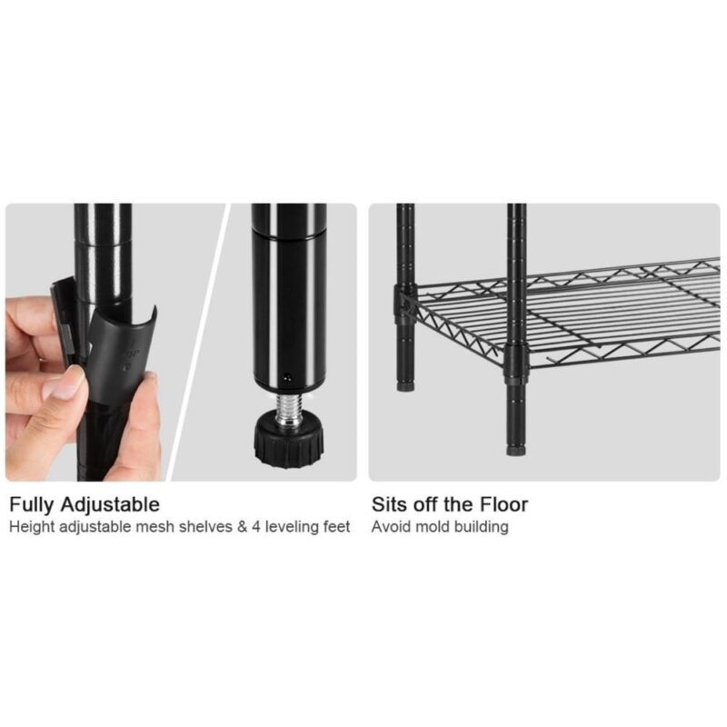 Ktaxon 3-Shelf Storage Rack, Adjustable Metal Wire Shelving Organizer Black, 35.4 L x 13.78 W x 31.5 H - Image 5