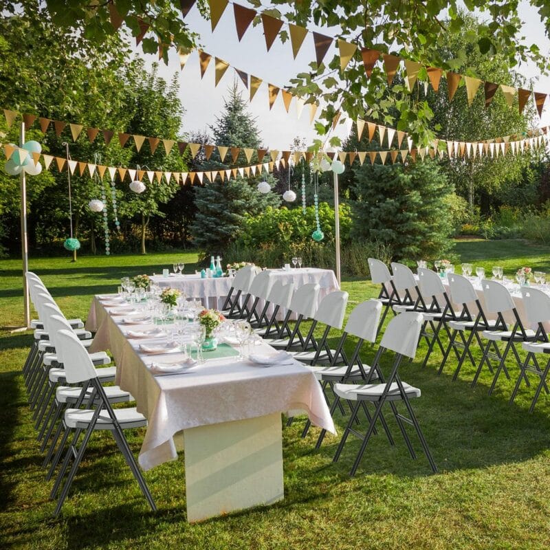 Ktaxon 4 Packs Portable Plastic Folding Chair w/ Handle White for Party Wedding Camping Picnic, Adult, Outdoor Portable Chairs, Plstic Chairs - Image 2
