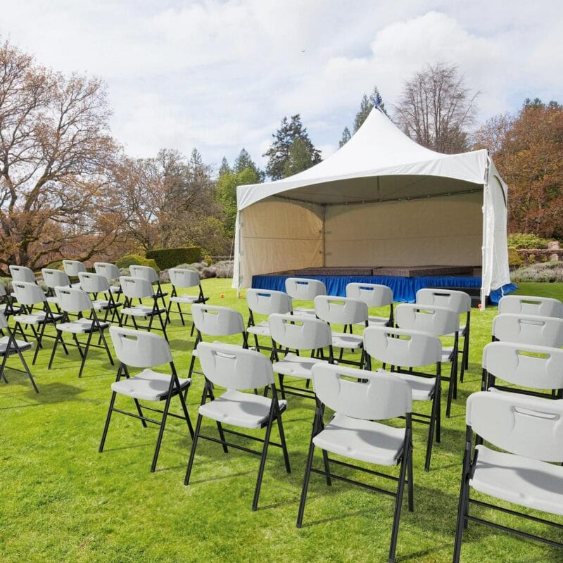 Ktaxon 4 Packs Portable Plastic Folding Chair w/ Handle White for Party Wedding Camping Picnic, Adult, Outdoor Portable Chairs, Plstic Chairs - Image 3