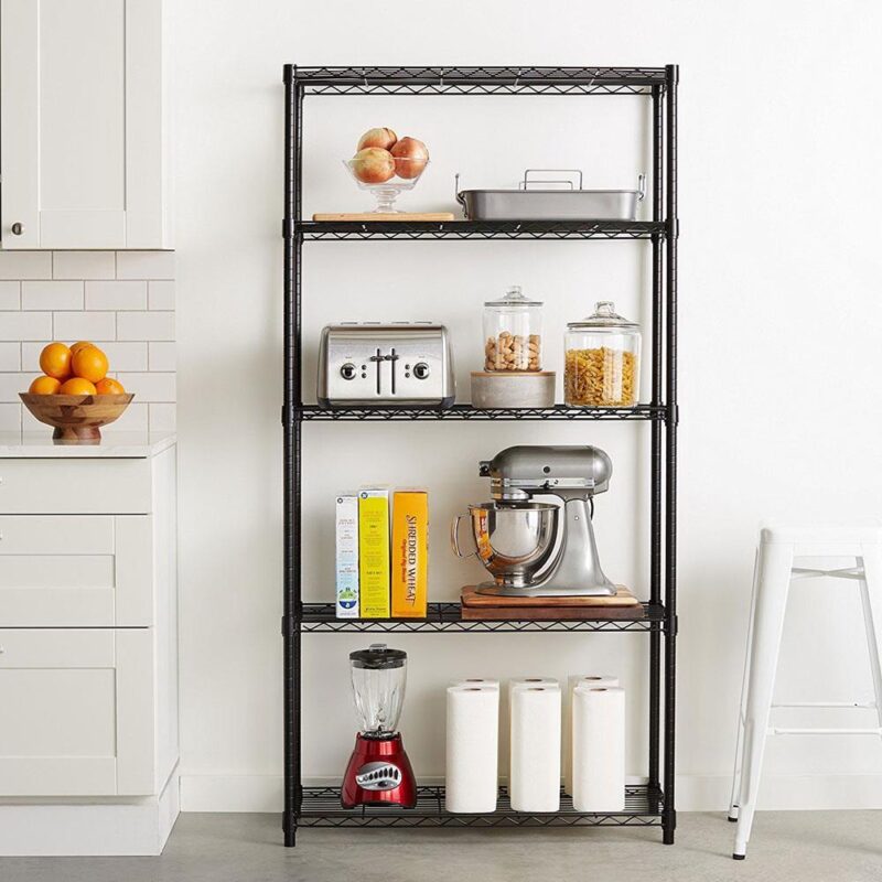Ktaxon 5-Tier Wire Shelving, 35''L x 14''W x 71''H Kitchen Garage Storage Rack Shelf for Pantry Closet Black, Capacity for 450 lbs - Image 3