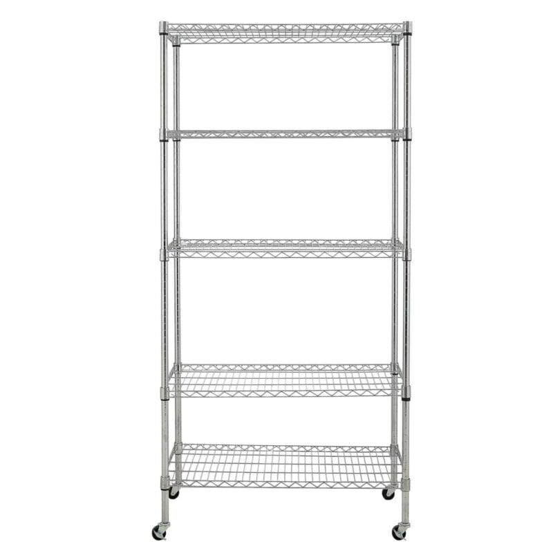 Ktaxon 5-Tier Wire Shelving, Heavy Duty Rolling Steel Storage Rack Kitchen with Wheels, 35.4  W x 17.7  D x 71  H, 800 lb Capacity - Image 4