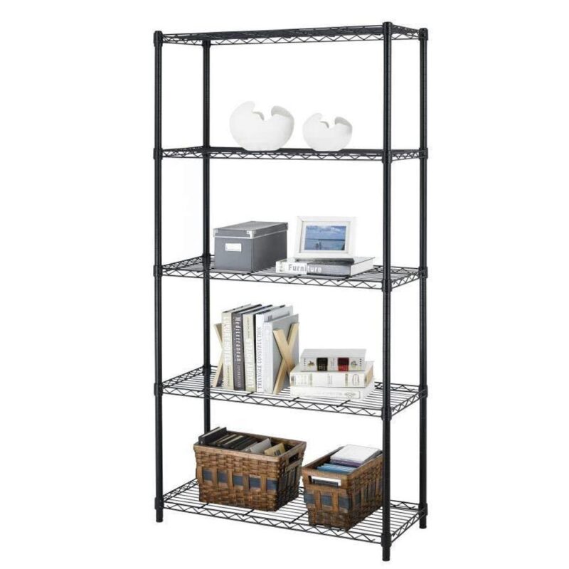 Ktaxon 5-Tier Wire Shelving, 35''L x 14''W x 71''H Kitchen Garage Storage Rack Shelf for Pantry Closet Black, Capacity for 450 lbs - Image 8