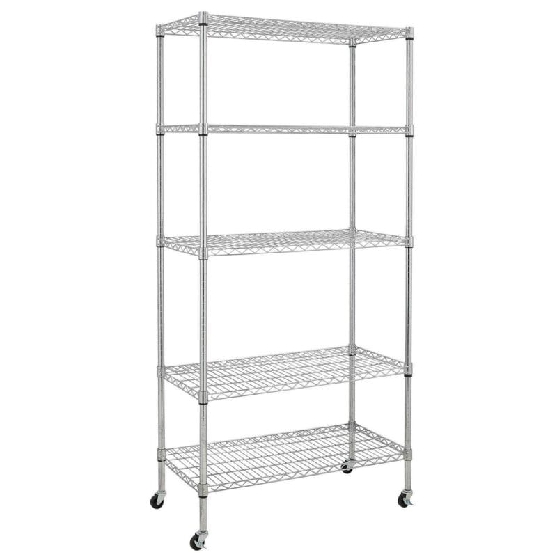 Ktaxon 5-Tier Wire Shelving, Heavy Duty Rolling Steel Storage Rack Kitchen with Wheels, 35.4  W x 17.7  D x 71  H, 800 lb Capacity