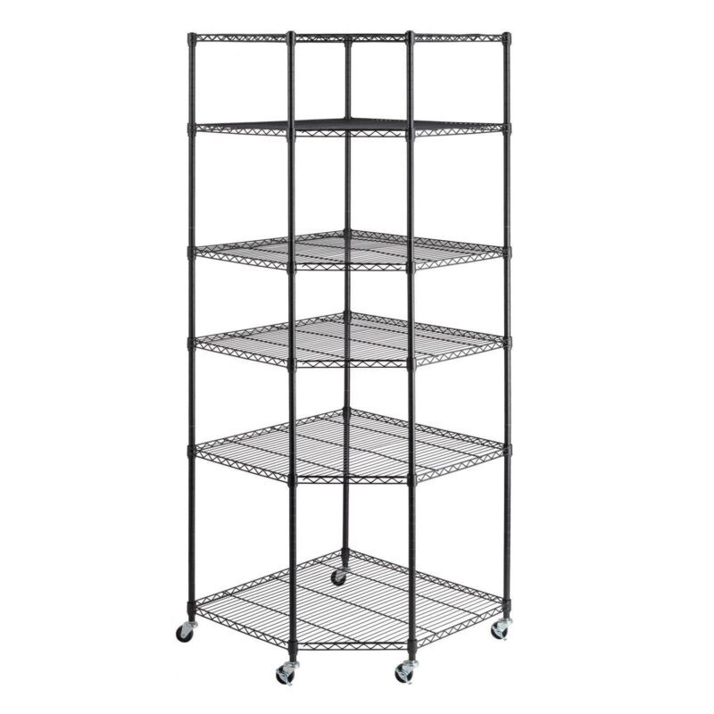 Ktaxon 6-Tier Wire Shelving Rack Corner Unit Storage Adjustable Shelf Commercial Black - Image 5