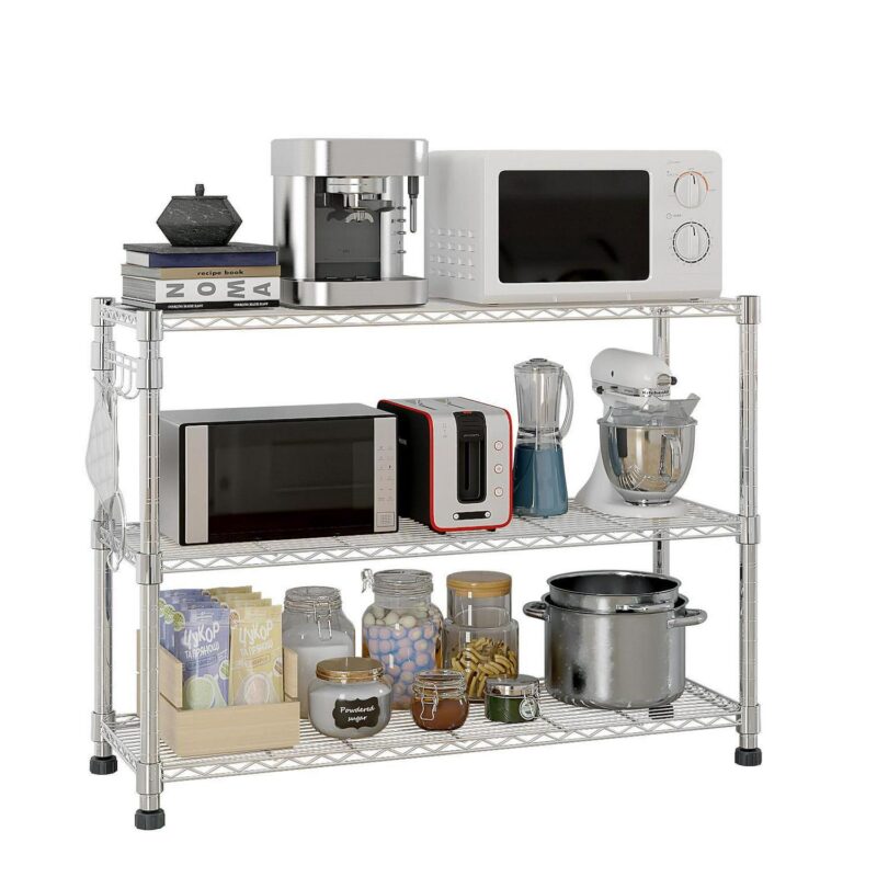 Ktaxon 6 Tier Wire Shelving with Wheels, 46 D x 18 W x 82 H Multifunctional Storage Rack Metal Garage Shelves Organizer, Capacity for 900lbs, Silver - Image 9