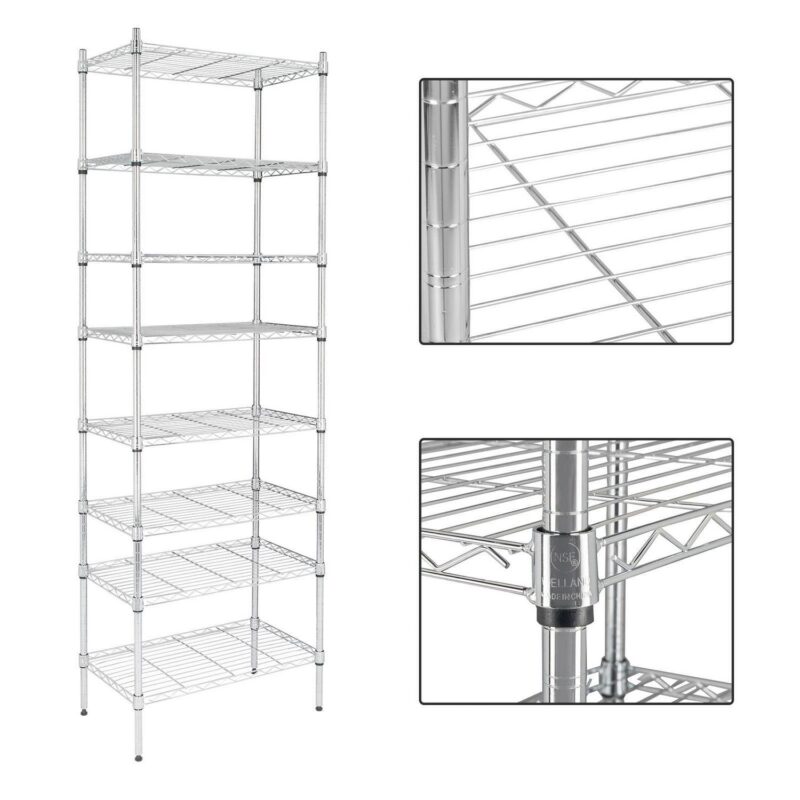 Ktaxon 8-Tier Wire Shelving Unit, Steel Storage Rack for Office Kitchen 23.6  W x 14  D x 71  H, Silver - Image 6