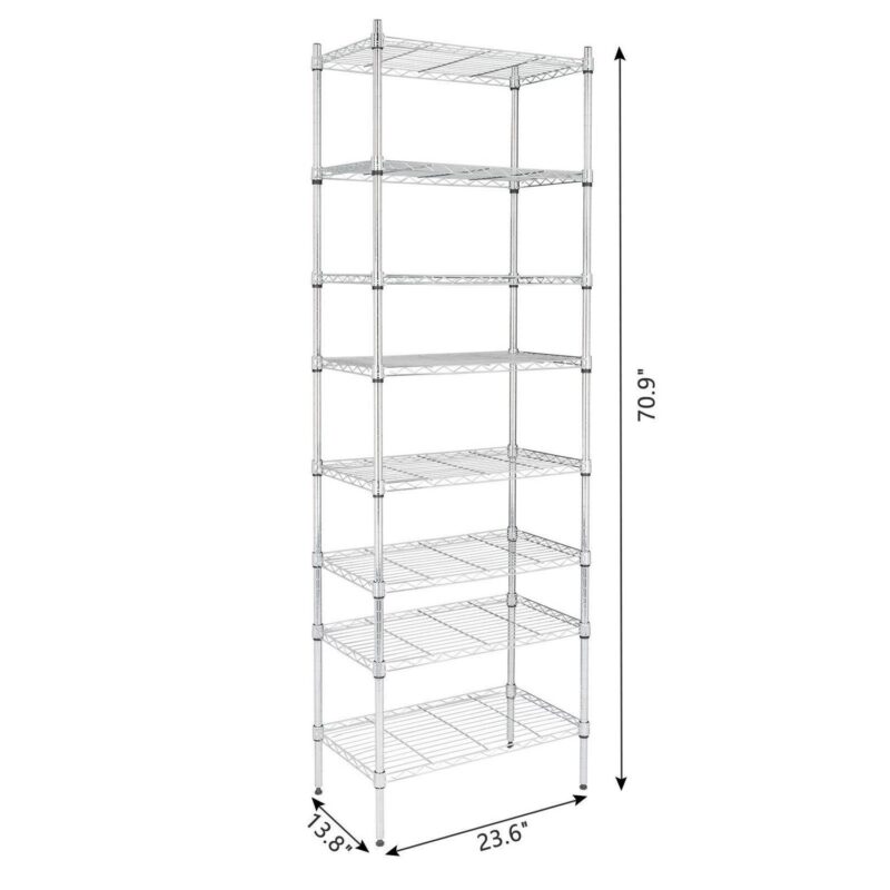 Ktaxon 8-Tier Wire Shelving Unit, Steel Storage Rack for Office Kitchen 23.6  W x 14  D x 71  H, Silver - Image 4