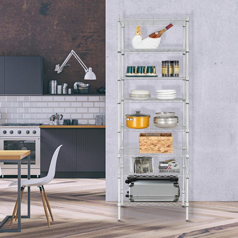 Ktaxon 8-Tier Wire Shelving Unit, Steel Storage Rack for Office Kitchen 23.6  W x 14  D x 71  H, Silver - Image 2