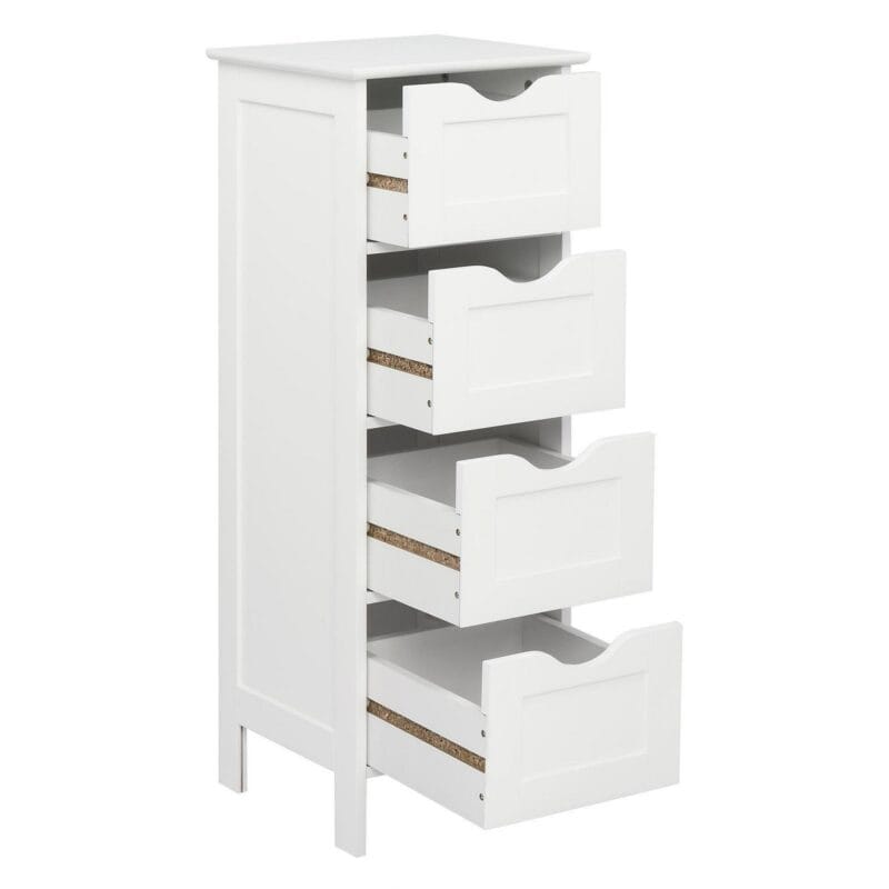 Ktaxon Bathroom Floor Storage Cabinet with 4 Drawers, Small Cabinet for Bedroom Kitchen, MDF White - Image 6
