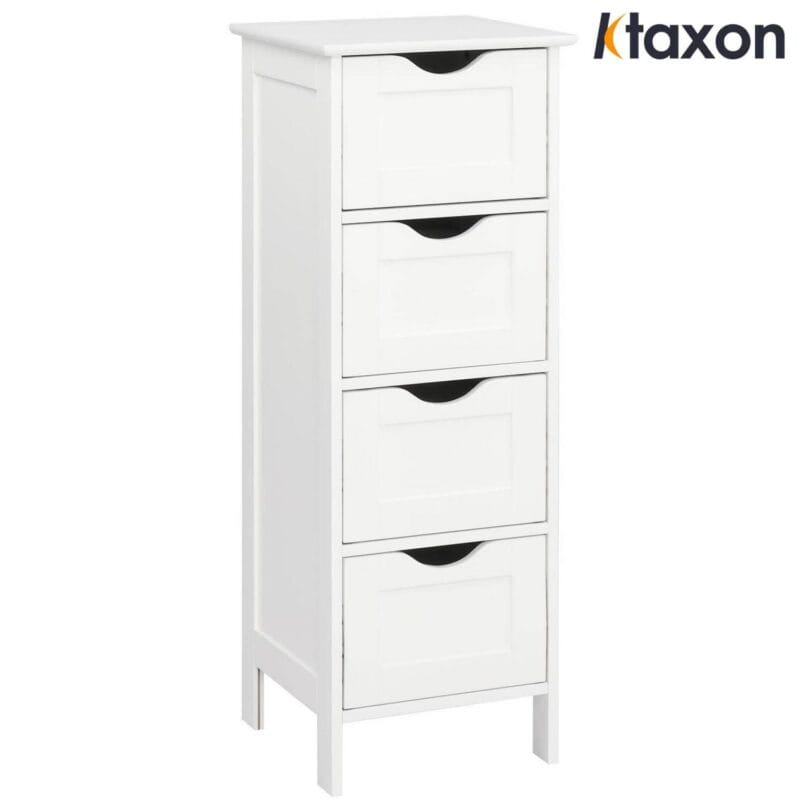 Ktaxon Bathroom Floor Storage Cabinet with 4 Drawers, Small Cabinet for Bedroom Kitchen, MDF White - Image 3