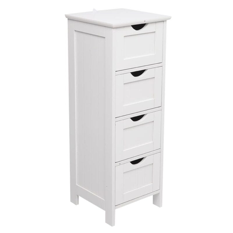 Ktaxon Bathroom Floor Storage Cabinet with 4 Drawers, Small Cabinet for Bedroom Kitchen, MDF White - Image 11