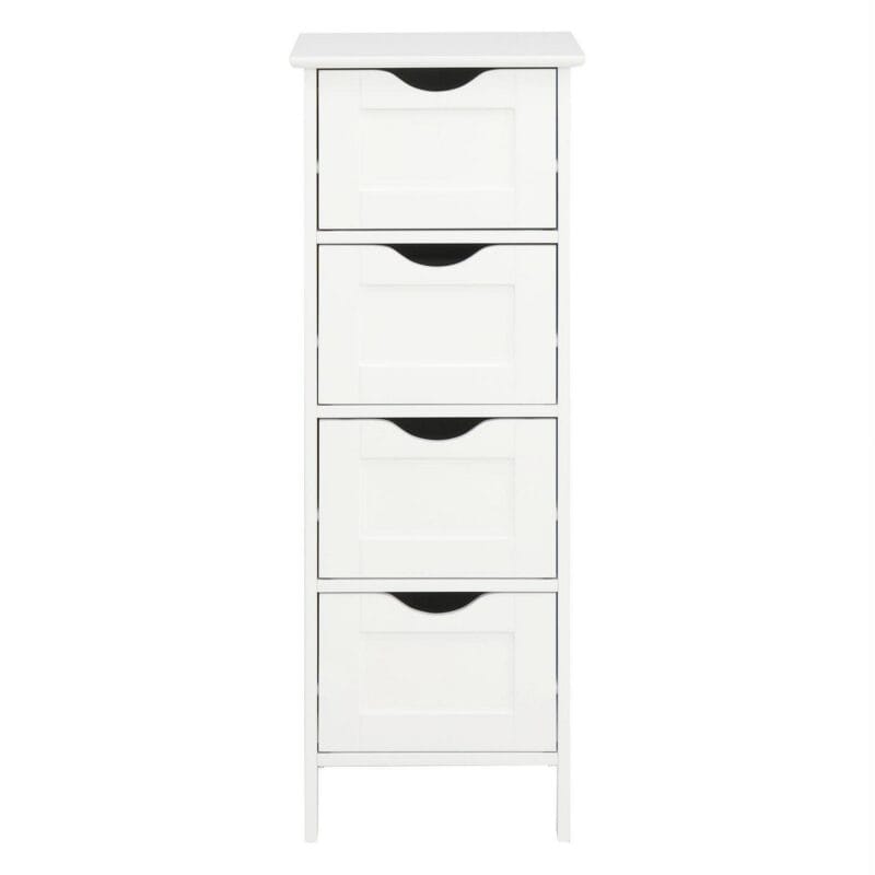 Ktaxon Bathroom Floor Storage Cabinet with 4 Drawers, Small Cabinet for Bedroom Kitchen, MDF White - Image 2