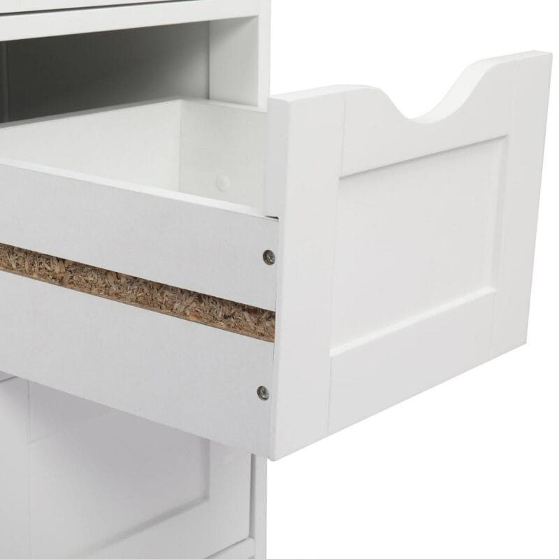 Ktaxon Bathroom Floor Storage Cabinet with 4 Drawers, Small Cabinet for Bedroom Kitchen, MDF White - Image 10