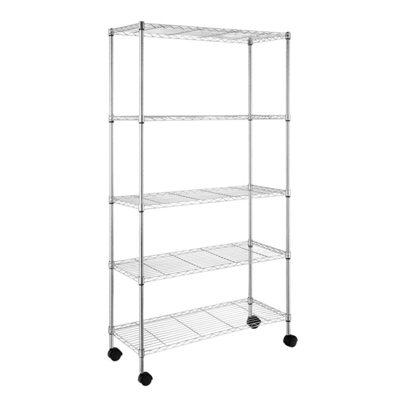 Ktaxon Commercial 5 Tier Storage Rack, Adjustable Rolling Metal Garage Shelving Chrome, 35''L x 14''W x 65''H, Capacity for 1000lbs - Image 4