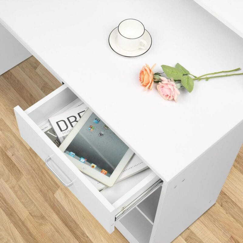 Ktaxon Computer Desk Home Office Workstation Laptop Table Drawer Shelf Furniture White - Image 8