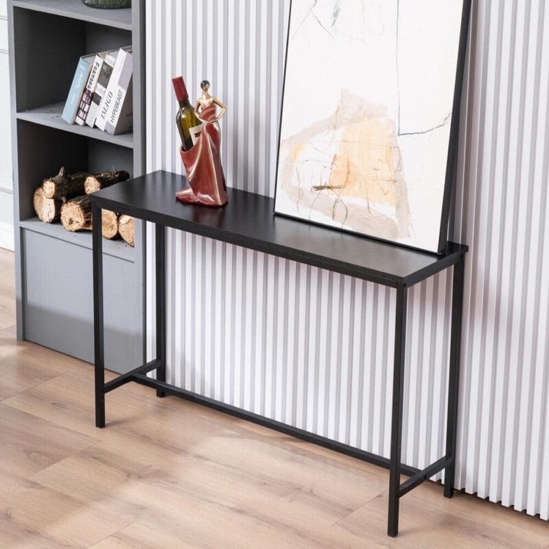 Ktaxon Modern Multifunction Console Table Sofa Table TV Stand with Sturdy Metal Frame in Entryway,Living Room,Hallway,Black Finish - Image 4