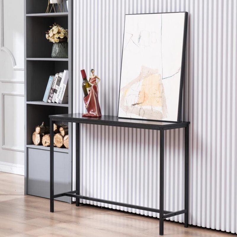 Ktaxon Modern Multifunction Console Table Sofa Table TV Stand with Sturdy Metal Frame in Entryway,Living Room,Hallway,Black Finish - Image 10