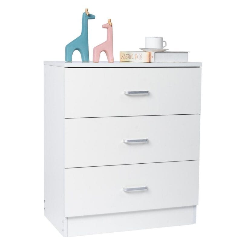 Ktaxon Modern White 3 Drawer Dresser Bedroom White Finish - Image 5