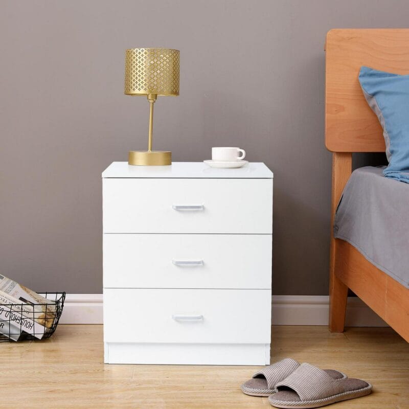 Ktaxon Modern White 3 Drawer Dresser Bedroom White Finish - Image 4