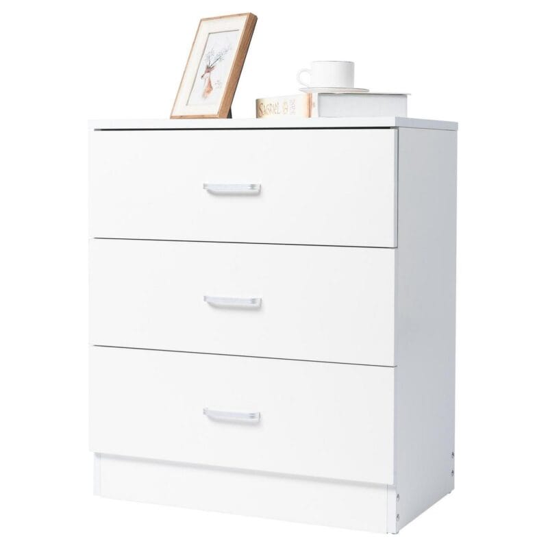Ktaxon Modern White 3 Drawer Dresser Bedroom White Finish - Image 11