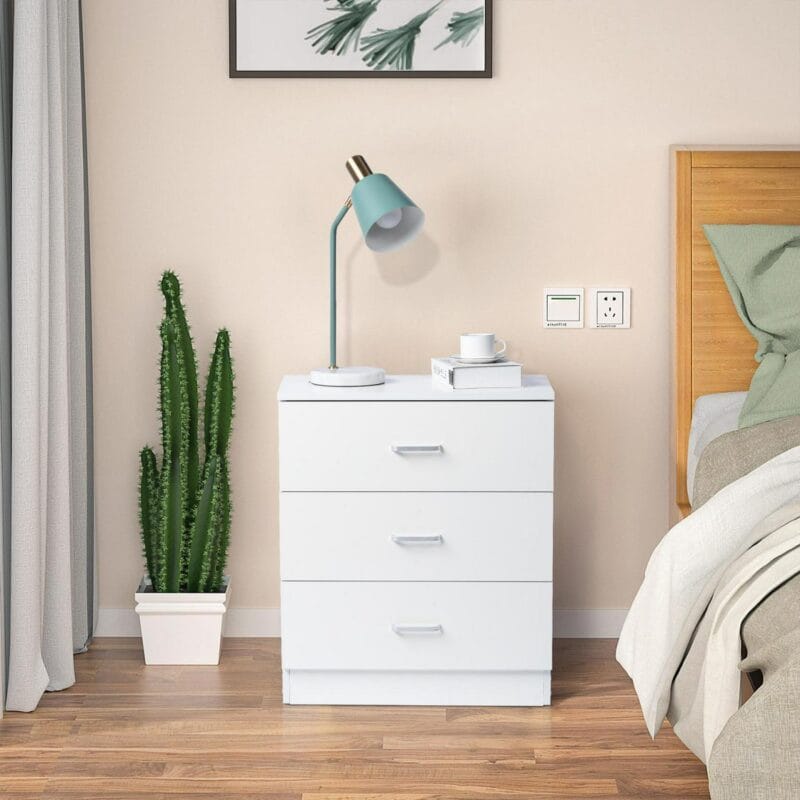 Ktaxon Modern White 3 Drawer Dresser Bedroom White Finish - Image 2