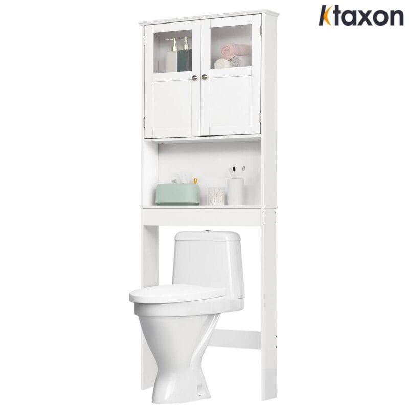 Ktaxon Over the Toilet Bathroom Storage Cabinet Space Saver with 2 Doors and 3 Storage Shelves, White Finish - Image 12