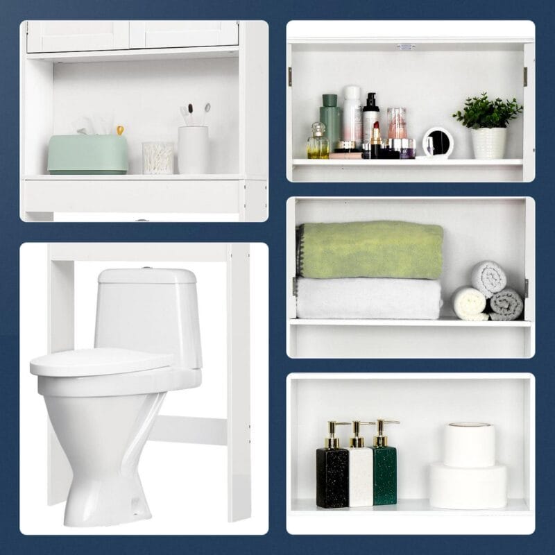 Ktaxon Over the Toilet Bathroom Storage Cabinet Space Saver with 2 Doors and 3 Storage Shelves, White Finish - Image 7