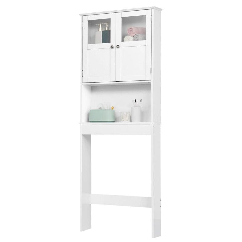 Ktaxon Over the Toilet Bathroom Storage Cabinet Space Saver with 2 Doors and 3 Storage Shelves, White Finish - Image 10
