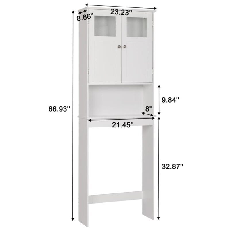 Ktaxon Over the Toilet Bathroom Storage Cabinet Space Saver with 2 Doors and 3 Storage Shelves, White Finish - Image 2