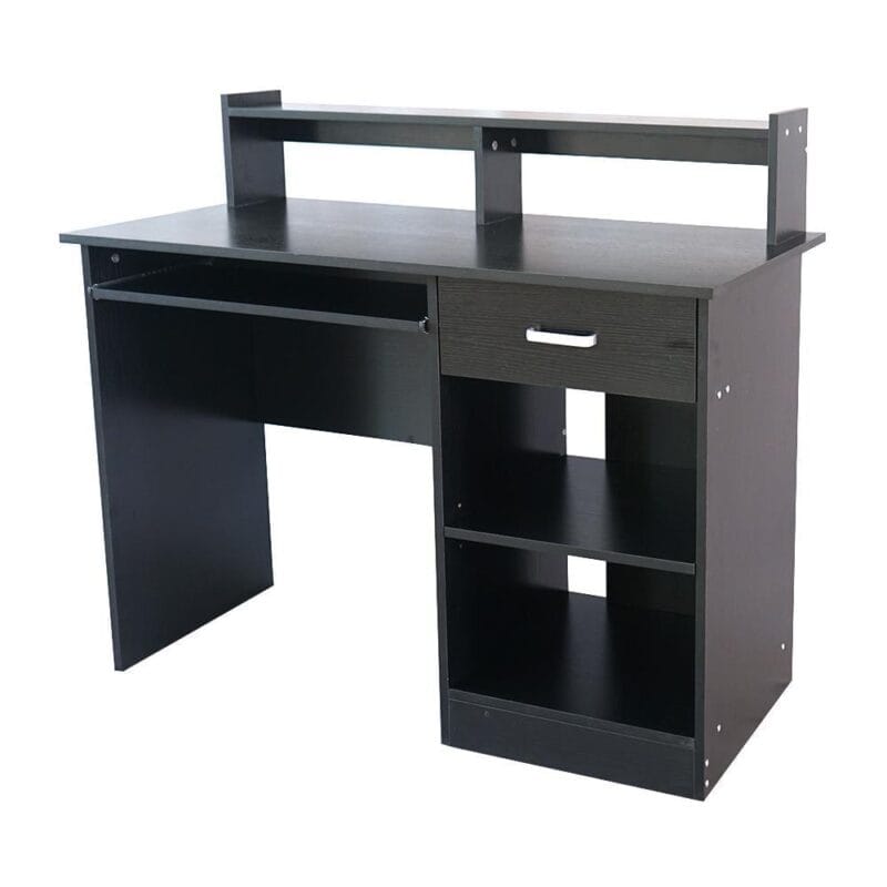 Ktaxon Wood Computer Desk Office Black Laptop PC Work Table Home Drawer and Keyboard Tray - Image 5
