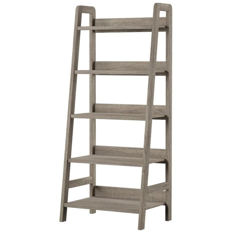Linon Myrtis 5-Shelf Ladder Bookcase, 60.38  Tall, Gray Finish - Image 7