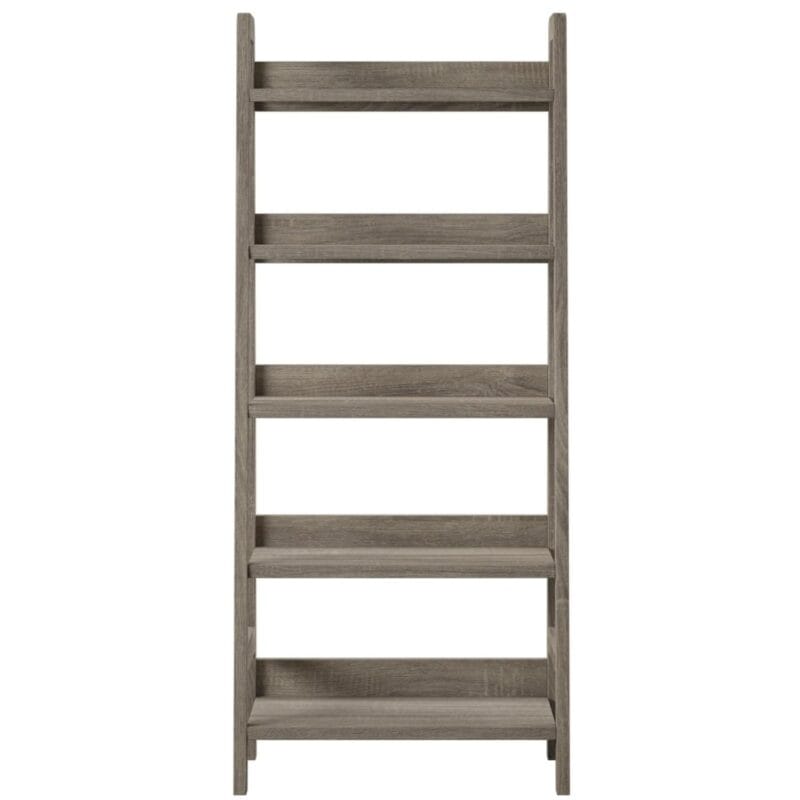 Linon Myrtis 5-Shelf Ladder Bookcase, 60.38  Tall, Gray Finish - Image 5