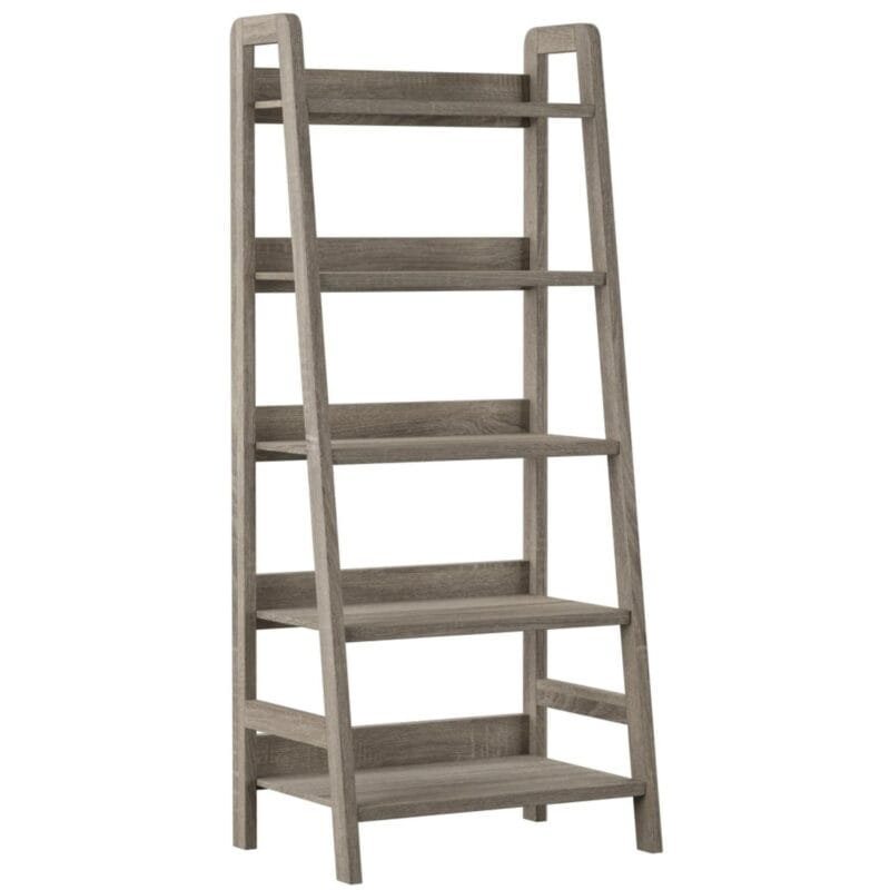 Linon Myrtis 5-Shelf Ladder Bookcase, 60.38  Tall, Gray Finish - Image 8