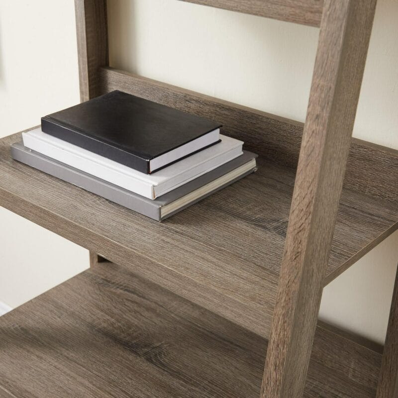 Linon Myrtis 5-Shelf Ladder Bookcase, 60.38  Tall, Gray Finish - Image 2