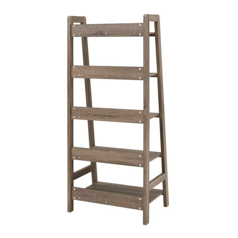 Linon Myrtis 5-Shelf Ladder Bookcase, 60.38  Tall, Gray Finish - Image 10