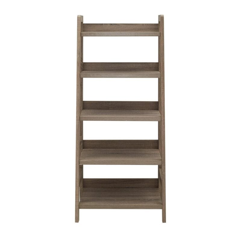 Linon Myrtis 5-Shelf Ladder Bookcase, 60.38  Tall, Gray Finish - Image 4