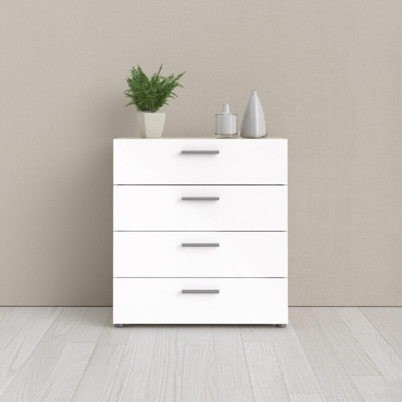 Loft 4 Drawer Chest, Oak Structure/White High Gloss