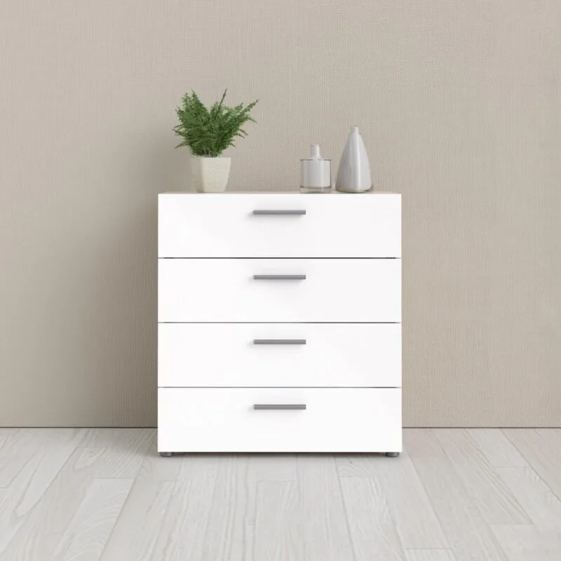 Loft 4 Drawer Chest, Oak Structure/White High Gloss