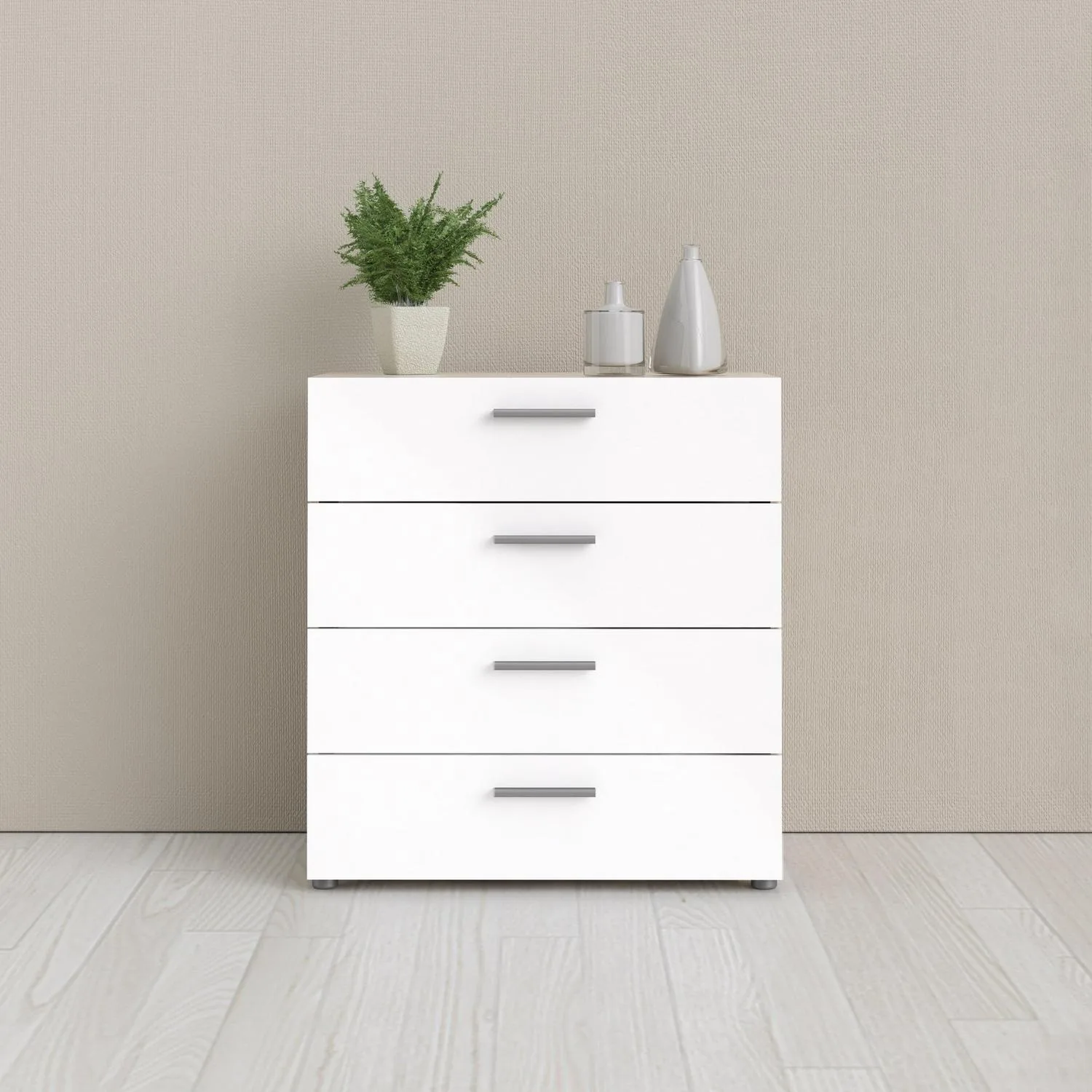 Loft 4 Drawer Chest, Oak Structure/White High Gloss 1 Loft 4 Drawer Chest, Oak Structure/White High Gloss