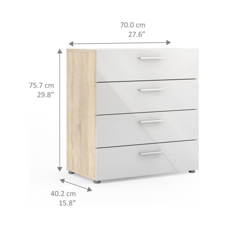 Loft 4 Drawer Chest, Oak Structure/White High Gloss - Image 8