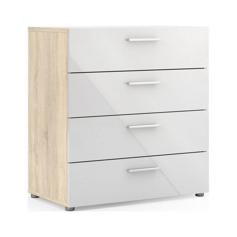 Loft 4 Drawer Chest, Oak Structure/White High Gloss - Image 5
