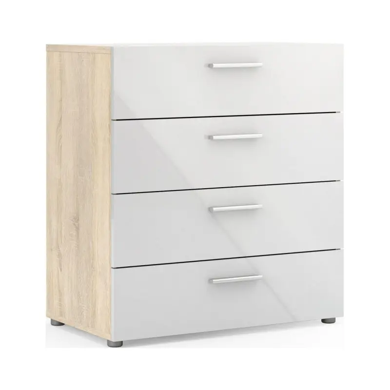 Loft 4 Drawer Chest, Oak Structure/White High Gloss - Image 5
