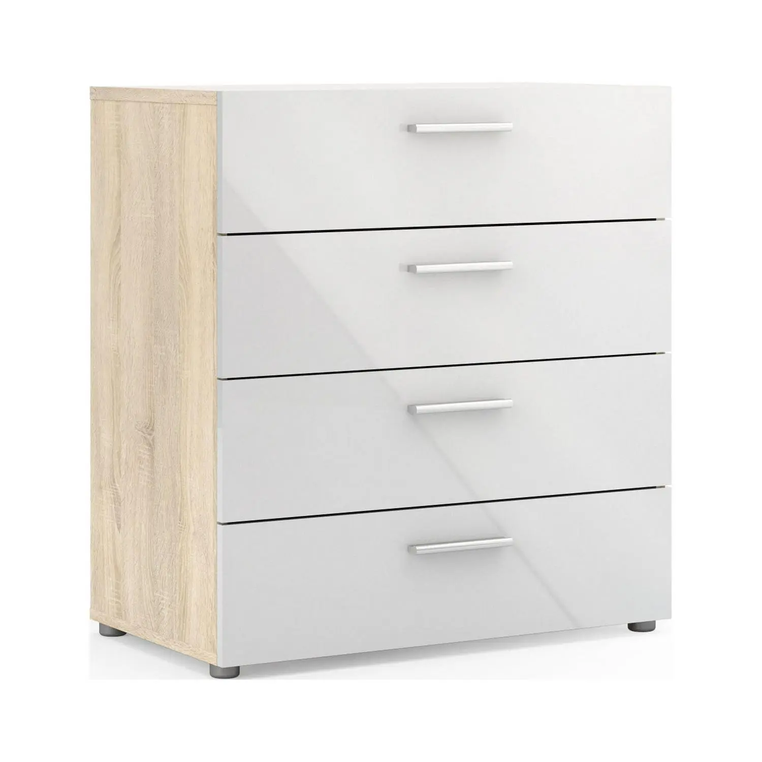 Loft 4 Drawer Chest, Oak Structure/White High Gloss 5 Loft 4 Drawer Chest, Oak Structure/White High Gloss - Image 5