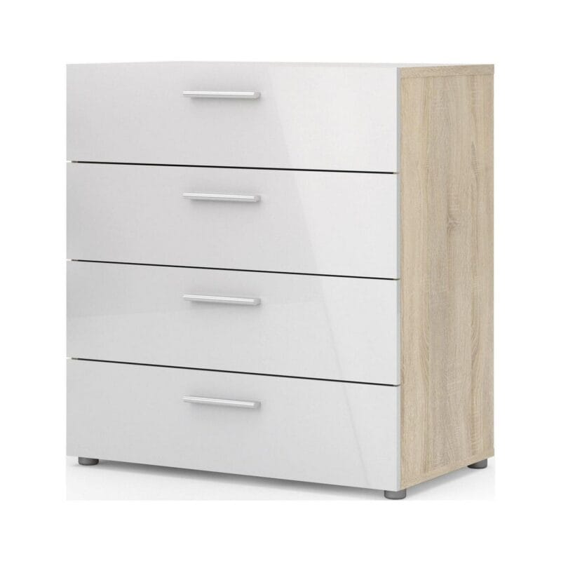 Loft 4 Drawer Chest, Oak Structure/White High Gloss - Image 3